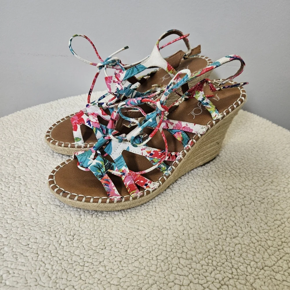 Sugar Colorful Strappy Wedge Sandals Size 8.5 - Picture 2 of 16